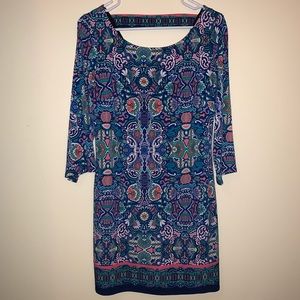 Multi-colored Patterned Shift Dress